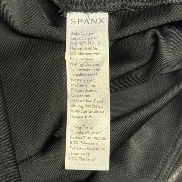 Spanx Midi Faux Leather Skirt Black Grunge Whimsigoth Shaping Woman’s M NWT - Picture 8 of 8